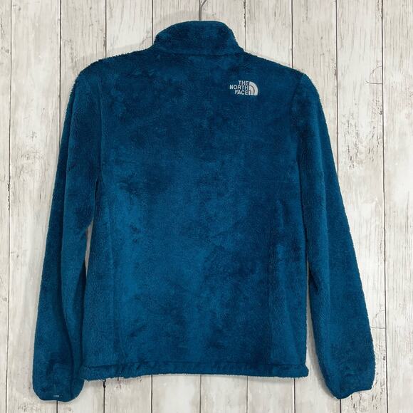 North Face Teal Blue Long Sleeve Zip Up Pockets Fleece Sweater Jacket Small - Picture 2 of 15